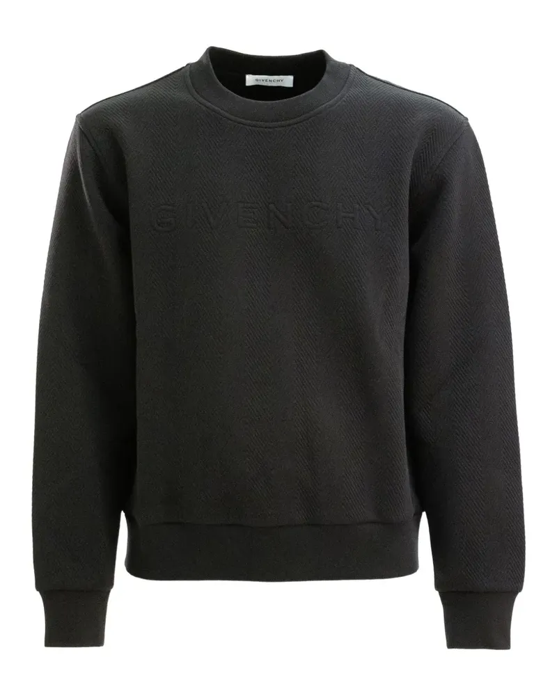 Givenchy logo-embossed chevron-pattern sweater - Schwarz Schwarz
