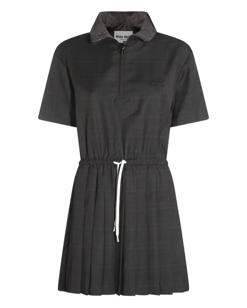 Miu Miu Kariertes Kleid mit Falten - Grau Grau