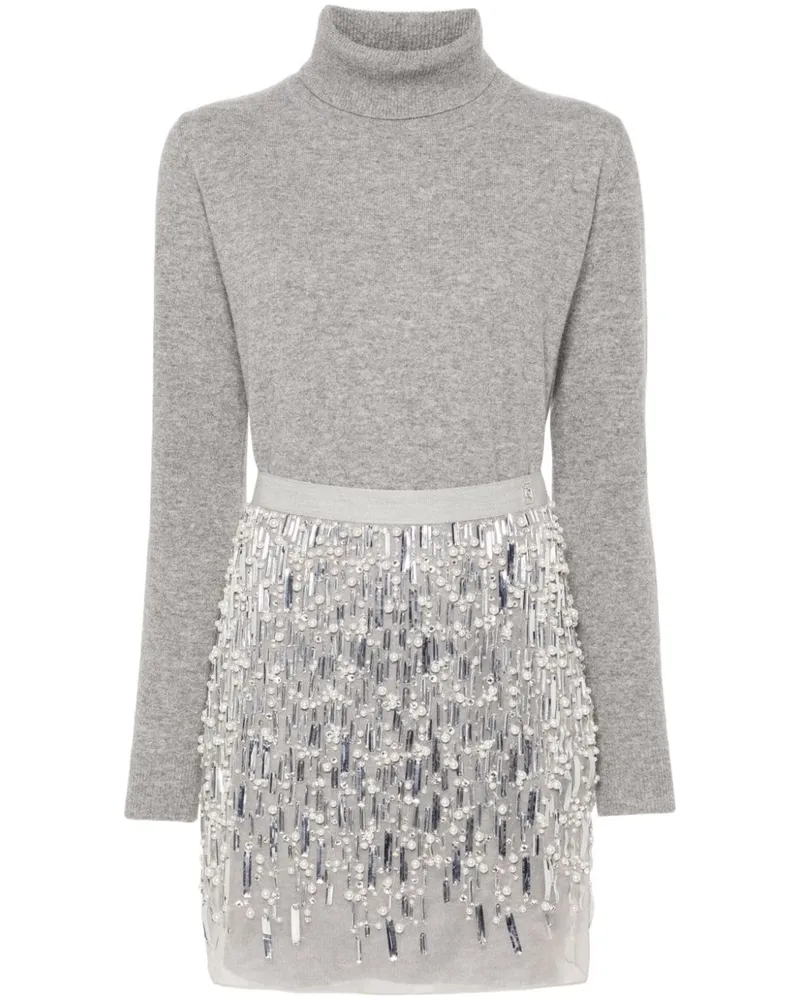 Elisabetta Franchi Besticktes Kleid mit Rollkragen - Grau Grau