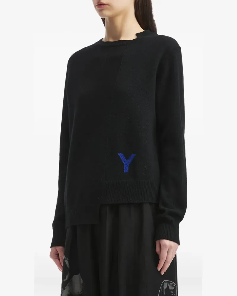 Yohji Yamamoto Rundhals-Pullover mit asymmetrischem Saum - Schwarz Schwarz