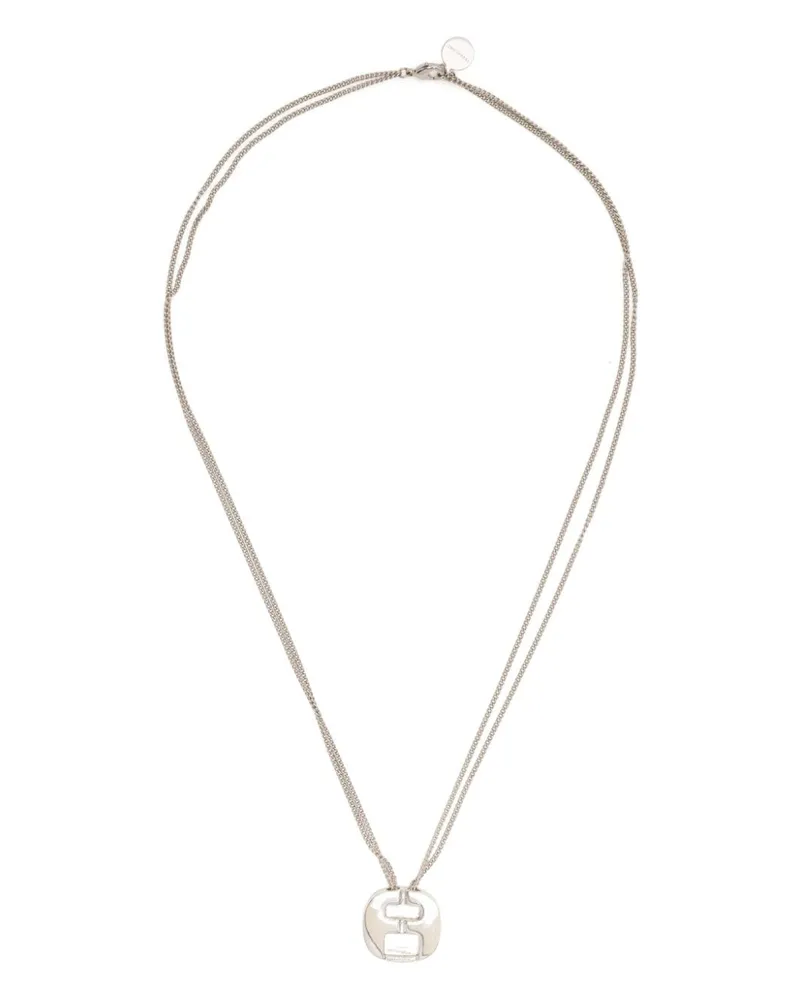 Ferragamo Halskette mit graviertem Logo-Anhänger - Silber Silber