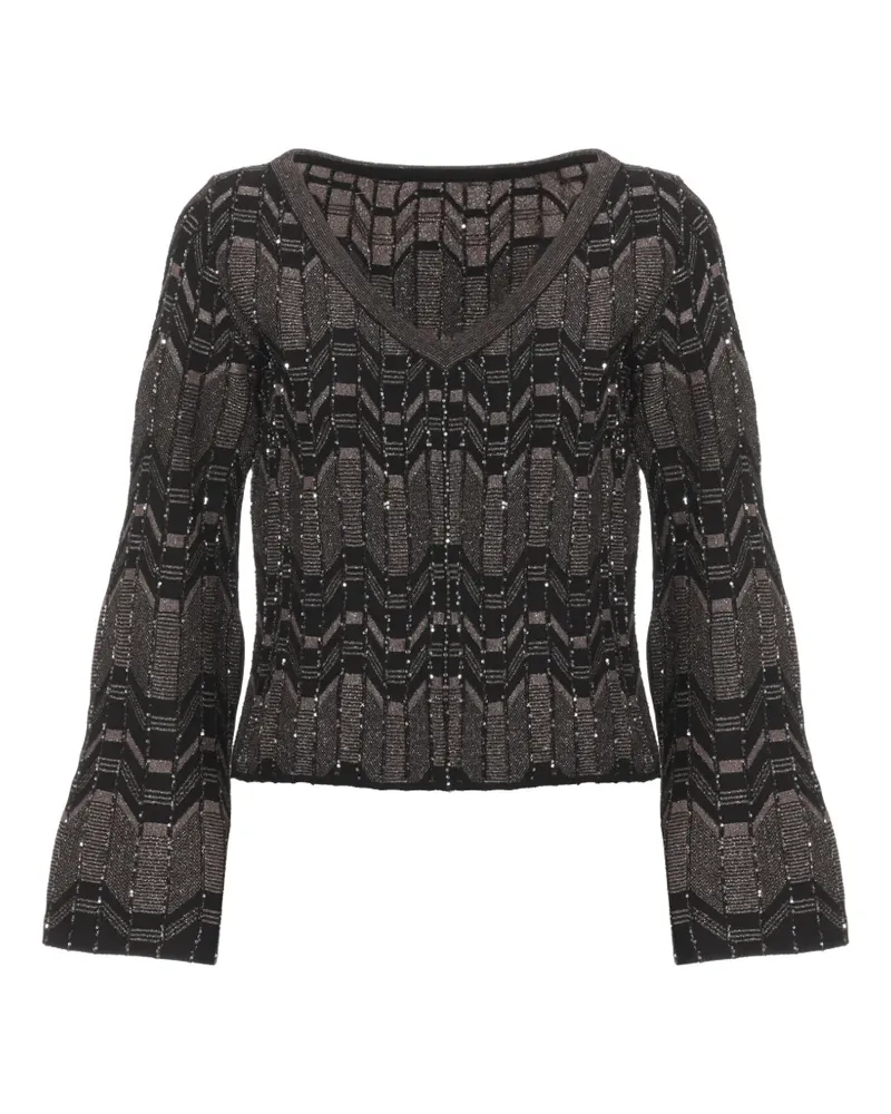 D.EXTERIOR Pullover mit geometrischem Muster und Pailletten - Braun Braun