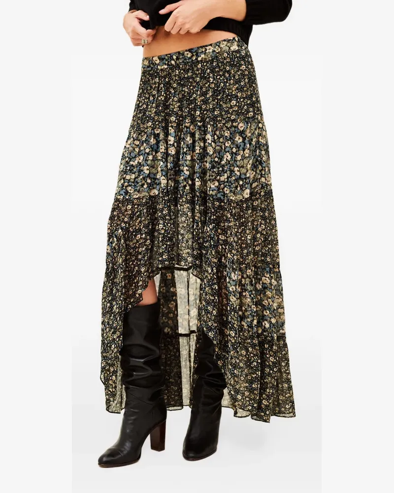 ba&sh Kara floral-print tiered maxi skirt - Schwarz Schwarz