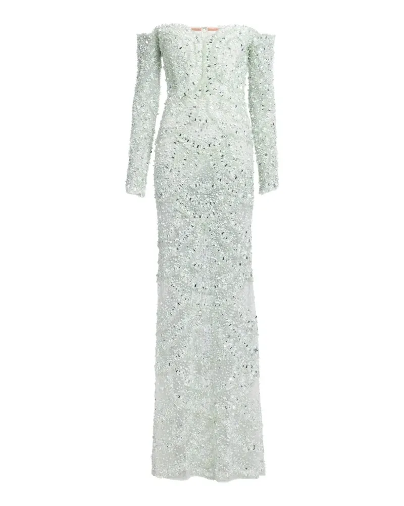Elie Saab Schulterfreies Kleid mit Perlenstickerei - Grün Grün