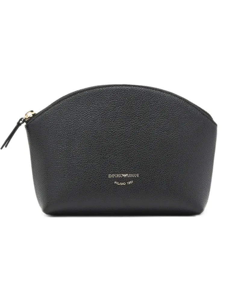 Emporio Armani Texturiertes Leder mit goldfarbenem Reißverschluss - Schwarz Schwarz