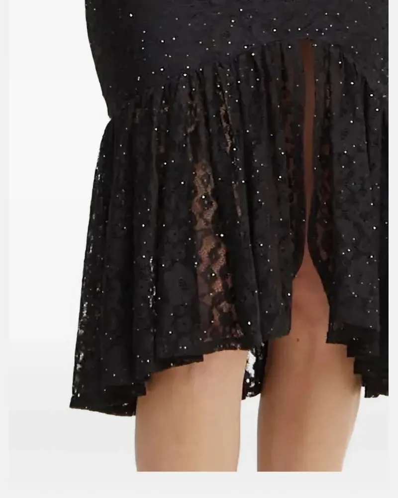 Guess Gerüschter Spitzen-Midirock - Schwarz Schwarz