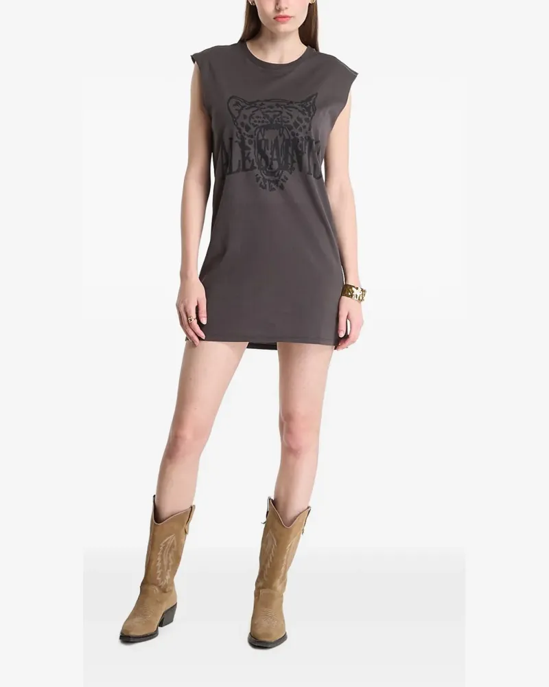 AllSaints graphic-print sleeveless mini dress - Grau Grau