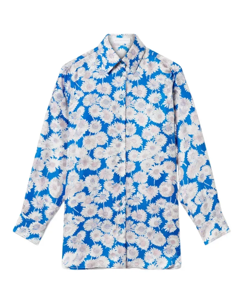 Stella McCartney Daisy floral-print silk shirt - Blau Blau