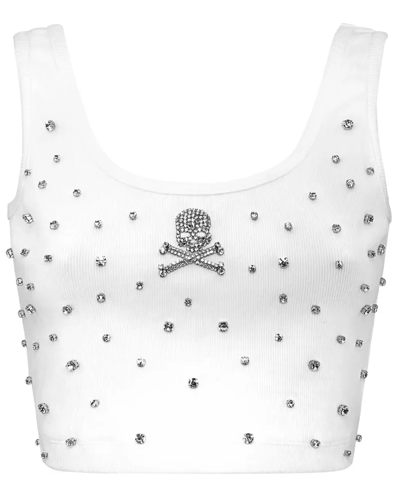 Philipp Plein Top mit Strass - Weiß Weiß
