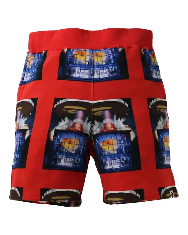 BAPE Invasion Shorts mit grafischem Print - Rot Rot