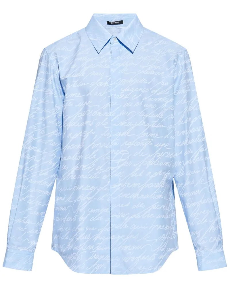 Balmain Hemd mit Print - Blau Blau