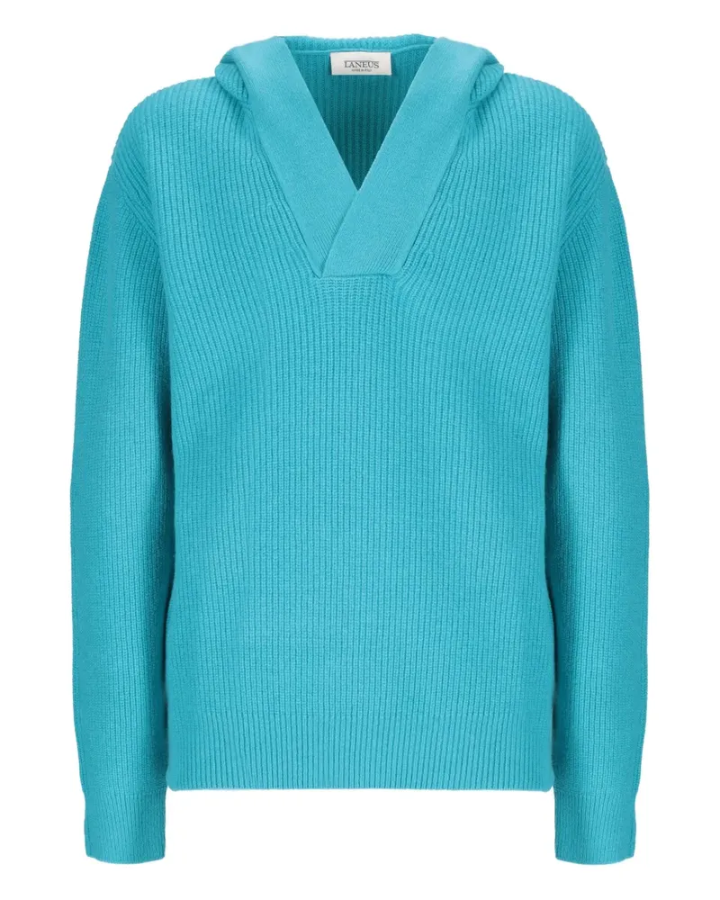Laneus Gerippter Hoodie - Blau Blau