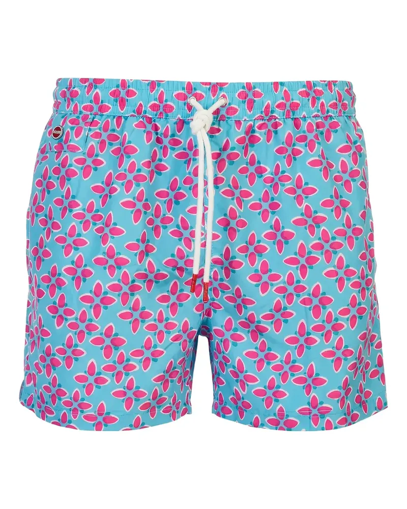 Kiton geometric-print swim shorts - Blau Blau