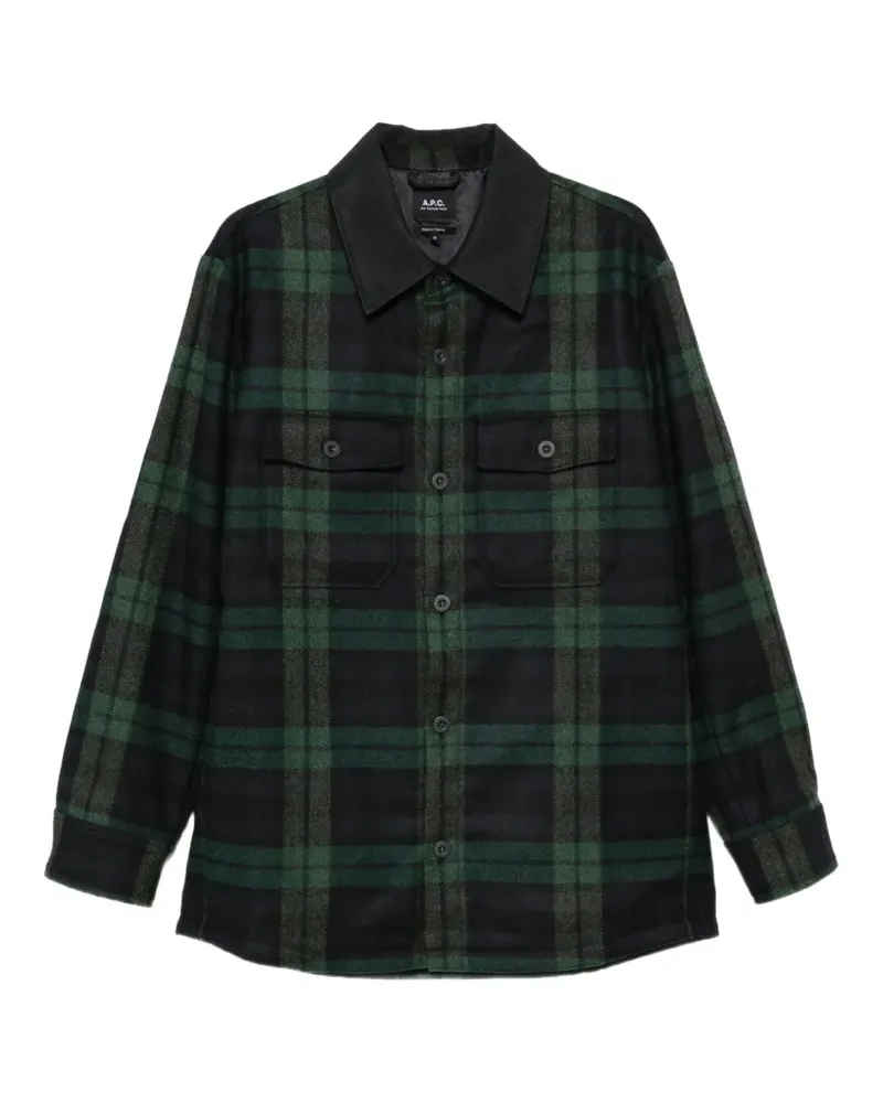 A.P.C. Marineblaue karierte Hemdjacke Blau