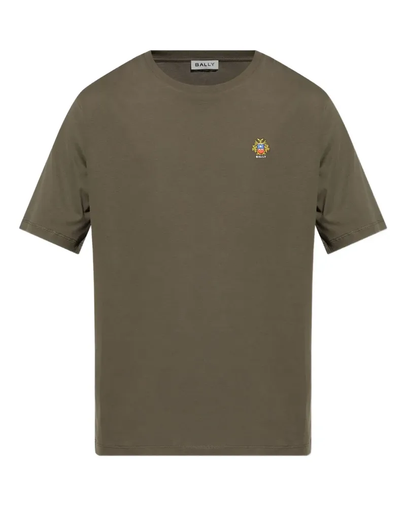Bally T-Shirt mit Wappenstickerei - Grün Grün