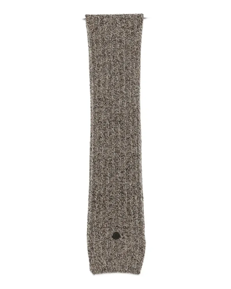 Moncler ribbed-knit logo-patch scarf - Braun Braun