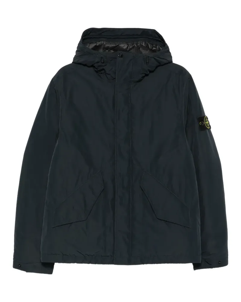 Stone Island logo-patch hooded jacket - Blau Blau