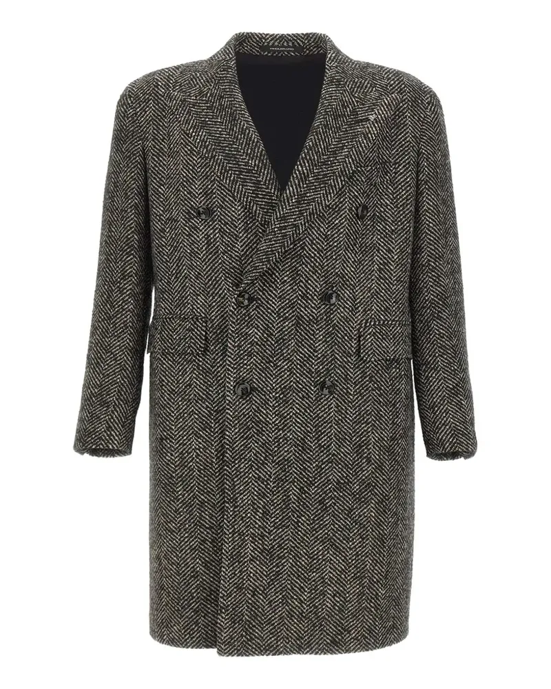 Tagliatore Pino Lerario Mantel mit Fischgrätenmuster - Schwarz Schwarz