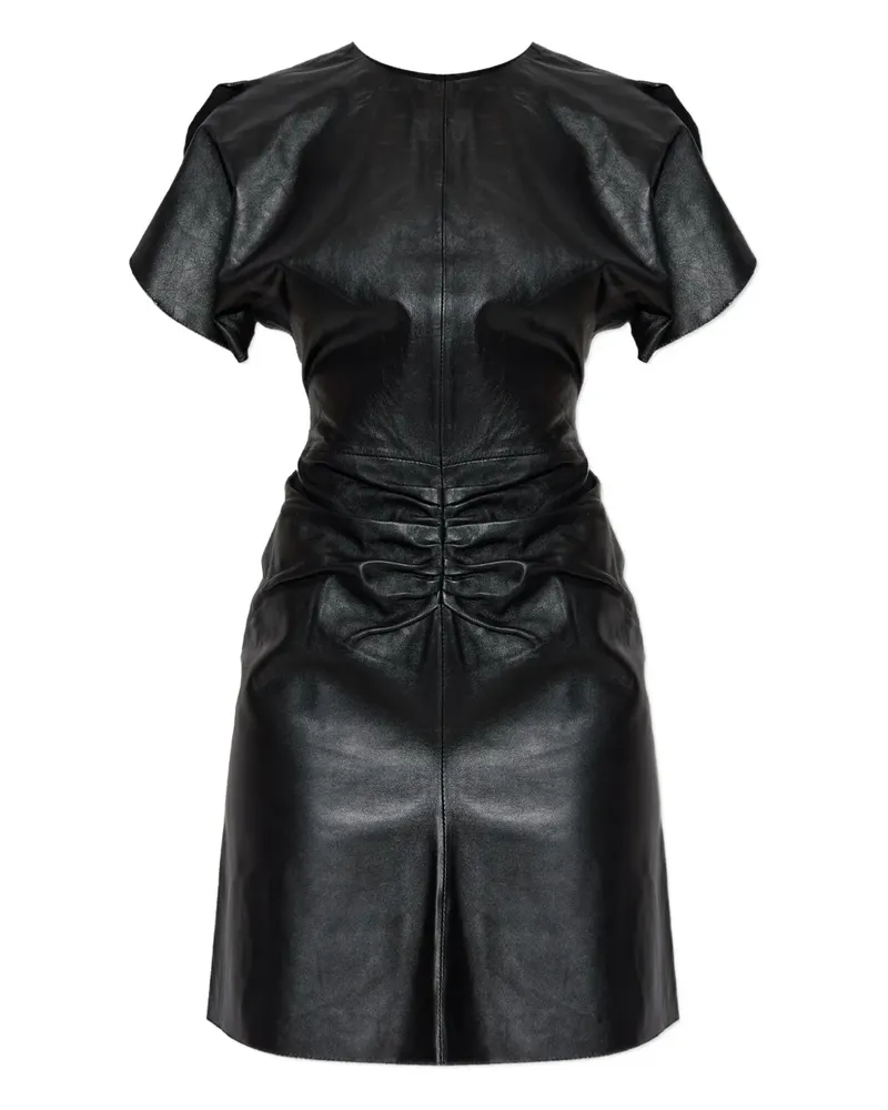 Victoria Beckham Gerafftes Minikleid aus Leder - Schwarz Schwarz