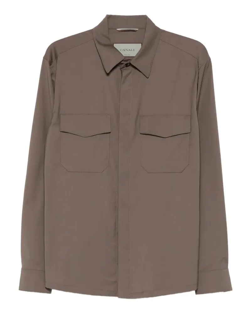 Canali Hemd mit Brusttasche - Braun Braun