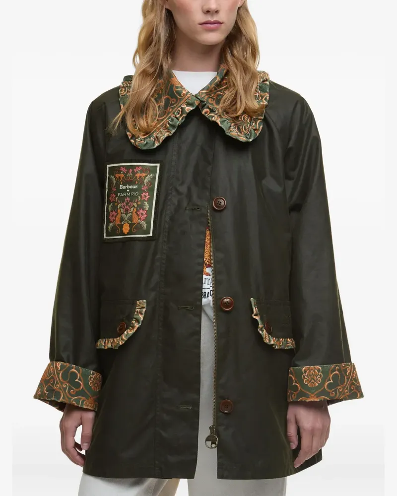 FARM Rio x Barbour Maria Clara ruffled patch coat - Grün Grün