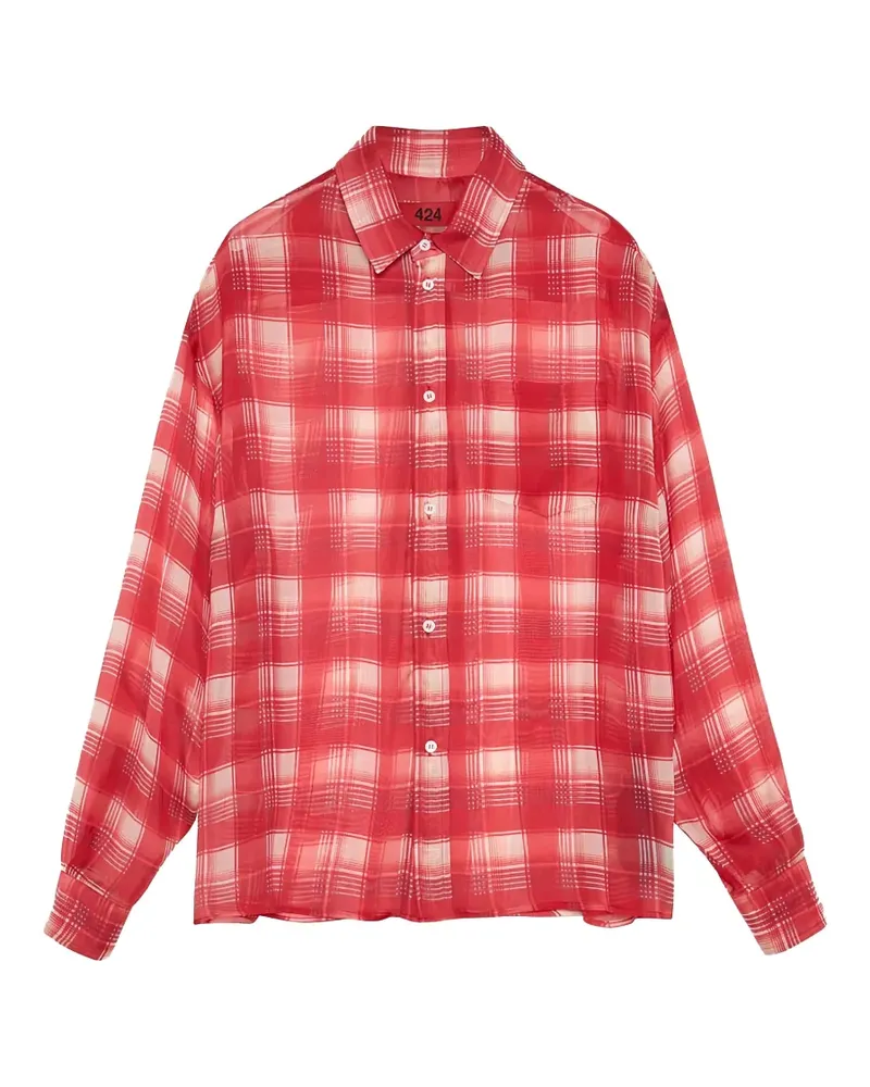 FourTwoFour on Fairfax check-pattern long-sleeve shirt - Rot Rot