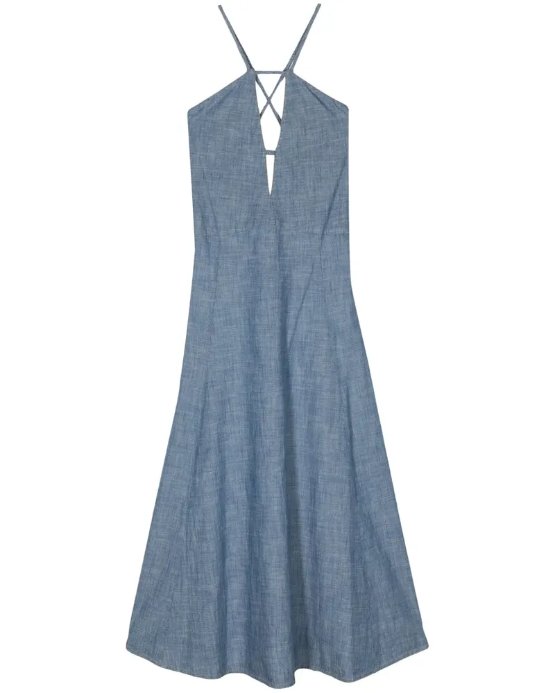 Semicouture Chambray-Maxikleid mit Cut-Outs - Blau Blau