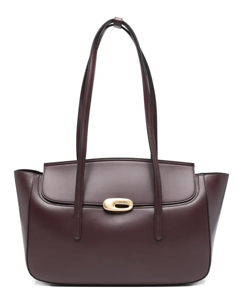 Calvin Klein flap-top logo-detail tote bag - Braun Braun