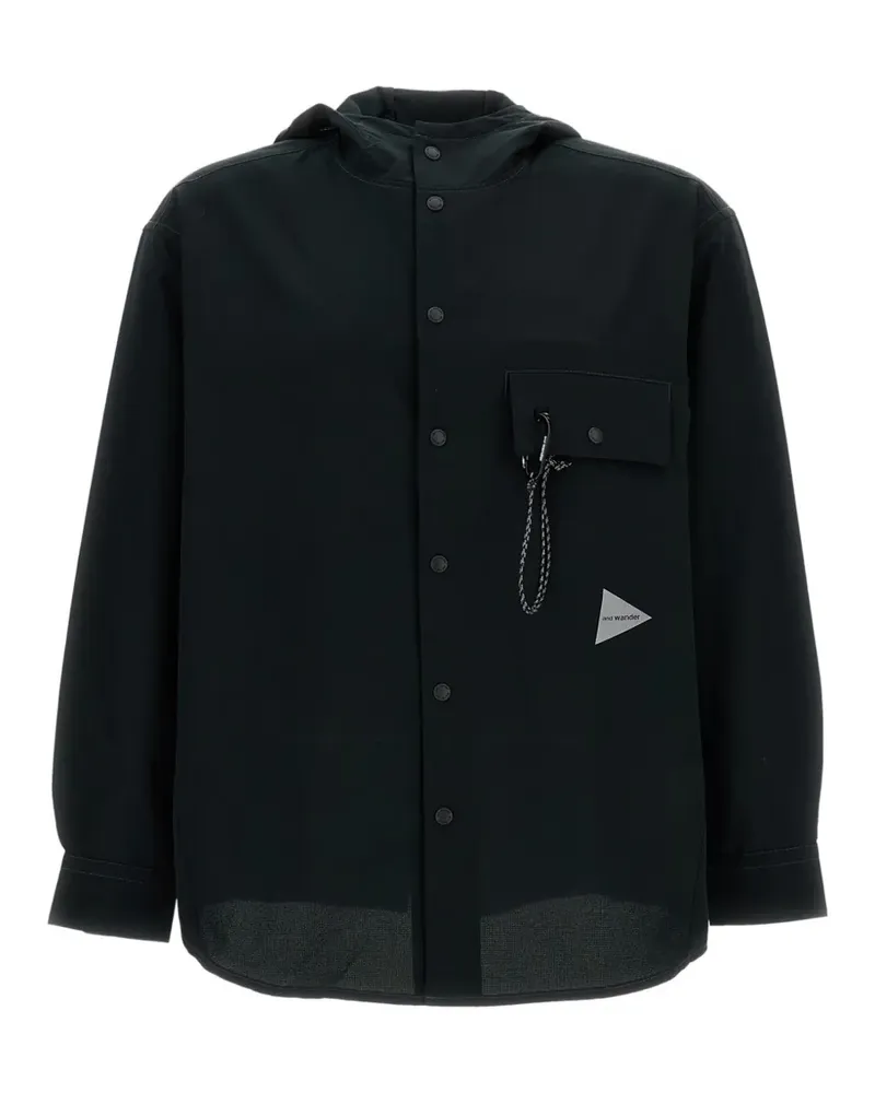 and wander Hoodie mit Brusttasche - Schwarz Schwarz