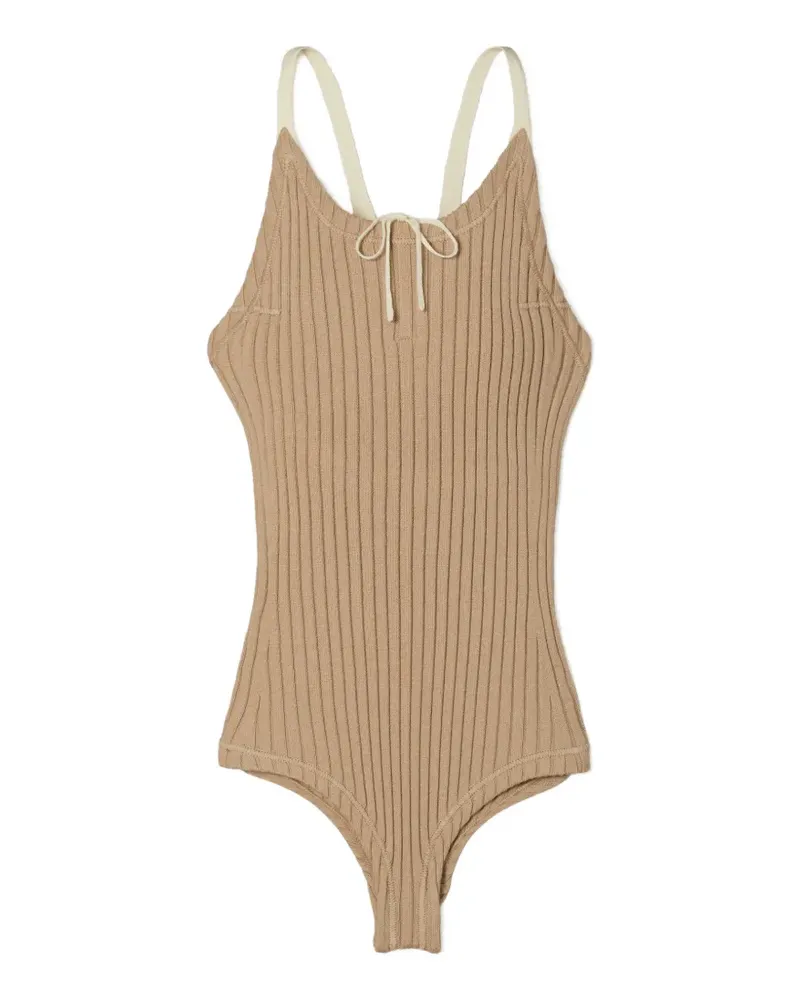 Tory Burch colorblock ribbed bodysuit - Nude Nude