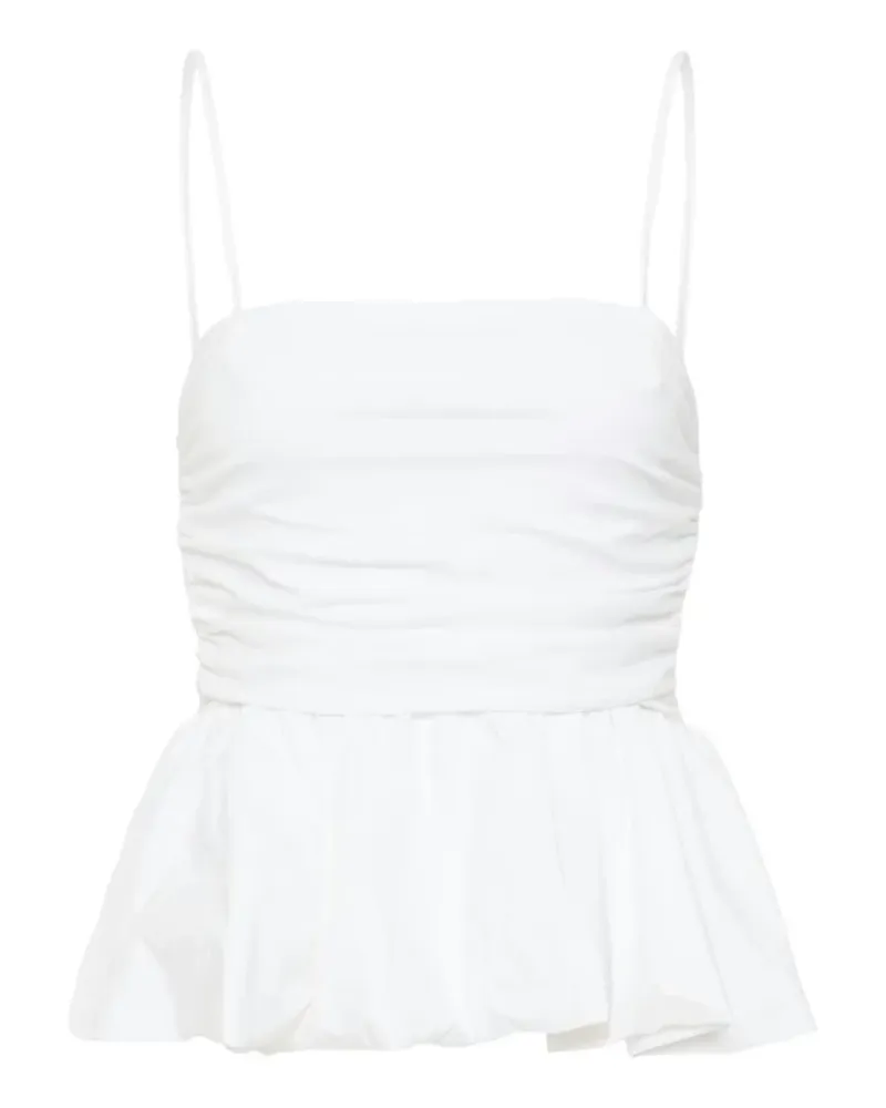 Gestuz GZerin ruched peplum cotton blouse - Weiß Weiß