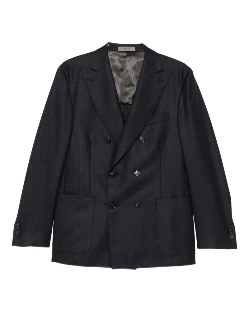 Corneliani Doppelreihige Jacke mit Mikro-Check - Blau Blau