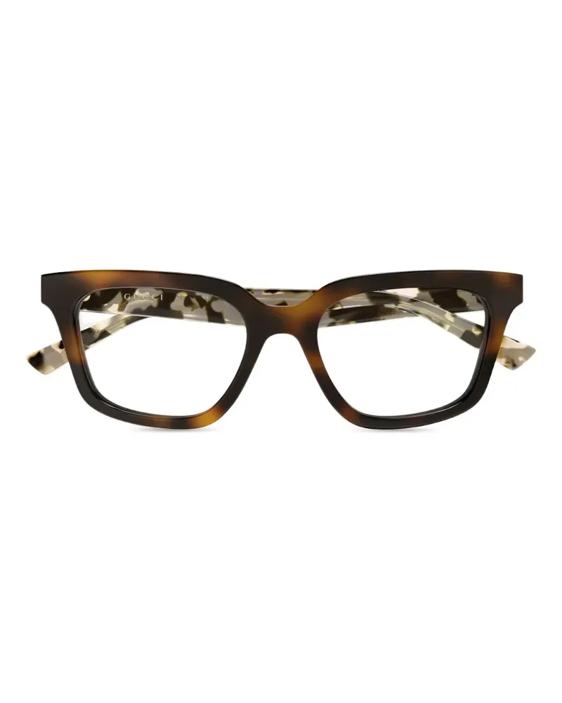 Gucci tortoiseshell-effect square-frame glasses - Braun Braun