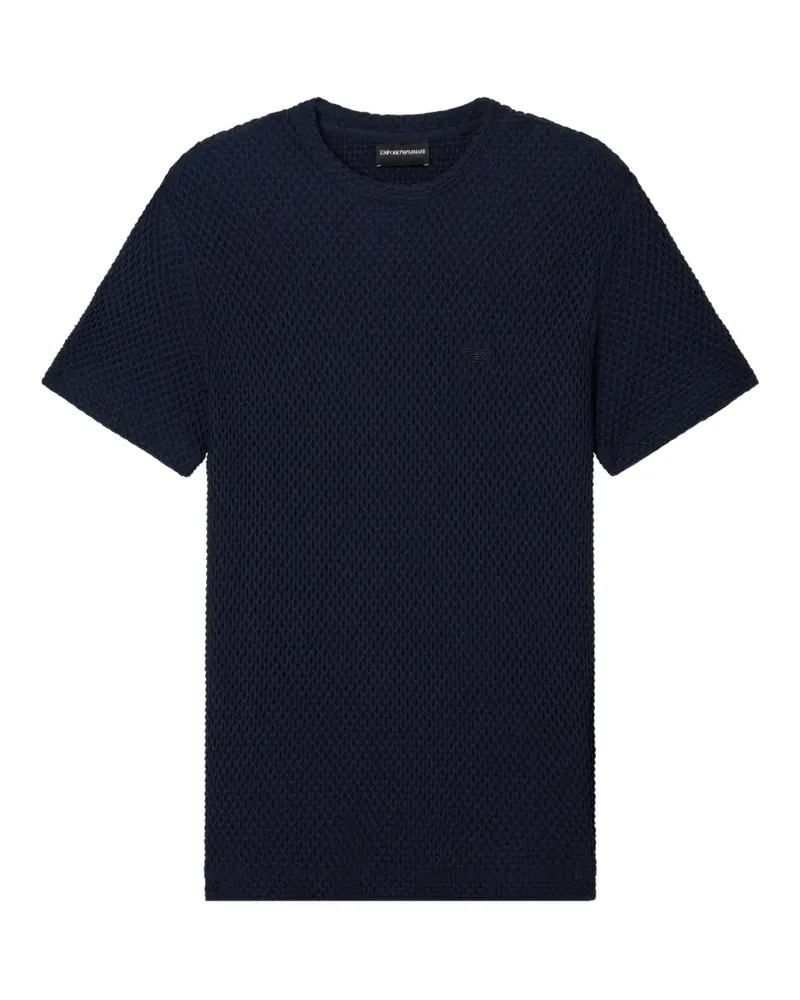Emporio Armani T-Shirt aus Waffelstrick - Blau Blau