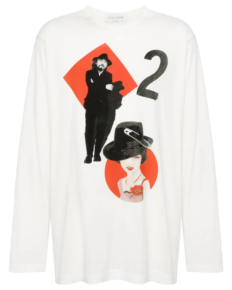 Yohji Yamamoto T-Shirt mit grafischem Print - Weiß Weiß