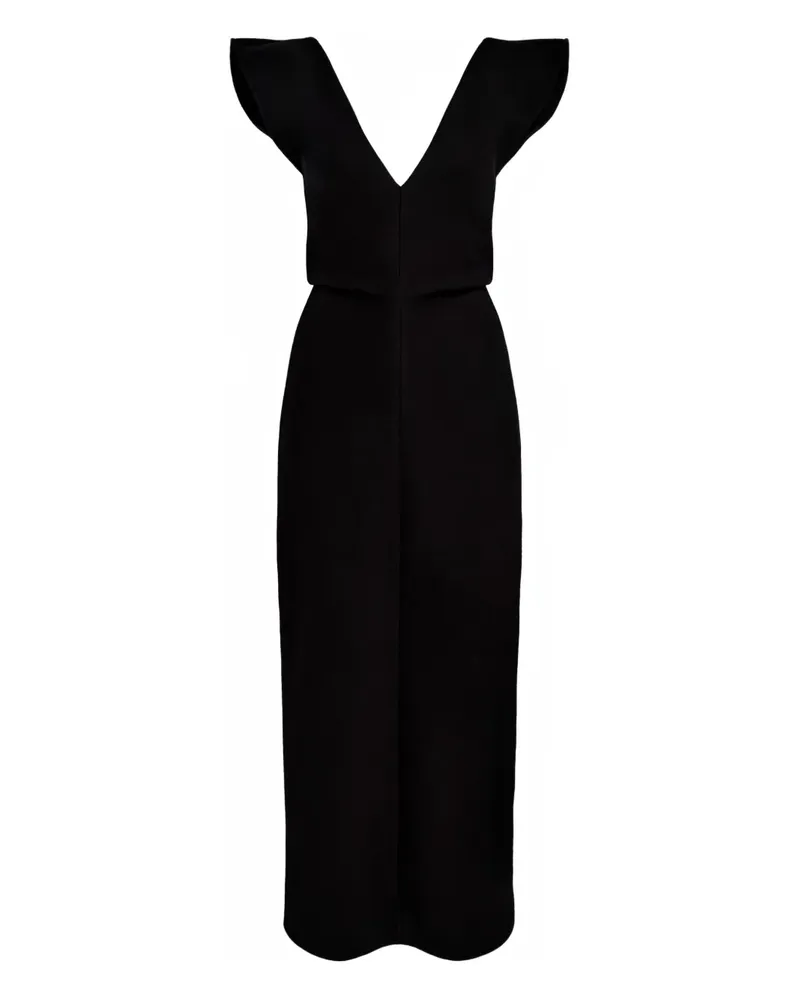 Proenza Schouler Mariam Midikleid mit V-Ausschnitt - Schwarz Schwarz