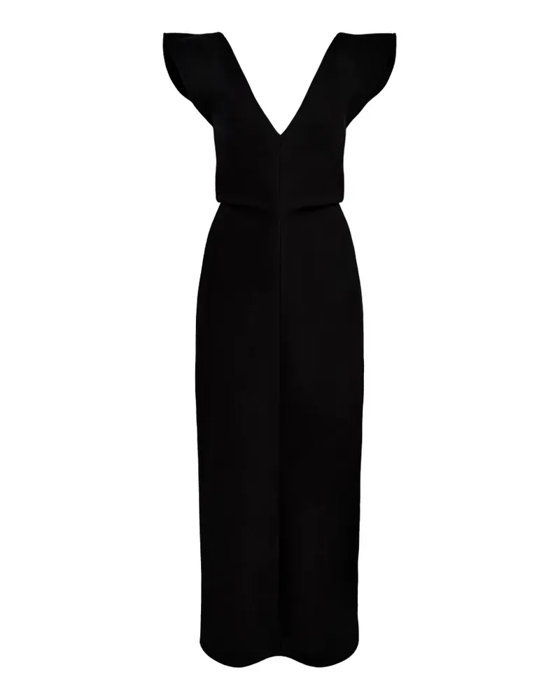 Proenza Schouler Mariam Midikleid mit V-Ausschnitt - Schwarz Schwarz