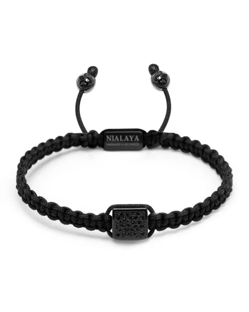Nialaya Kordelzug-Armband mit Kristallverzierung - Schwarz Schwarz