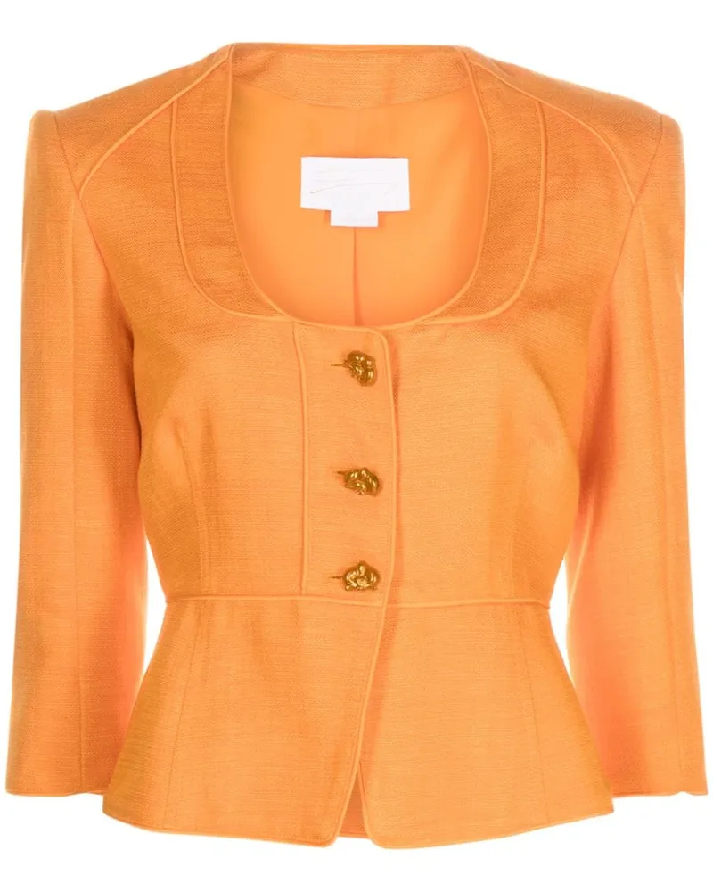Genny Twill-Blazer mit U-Ausschnitt - Orange Orange
