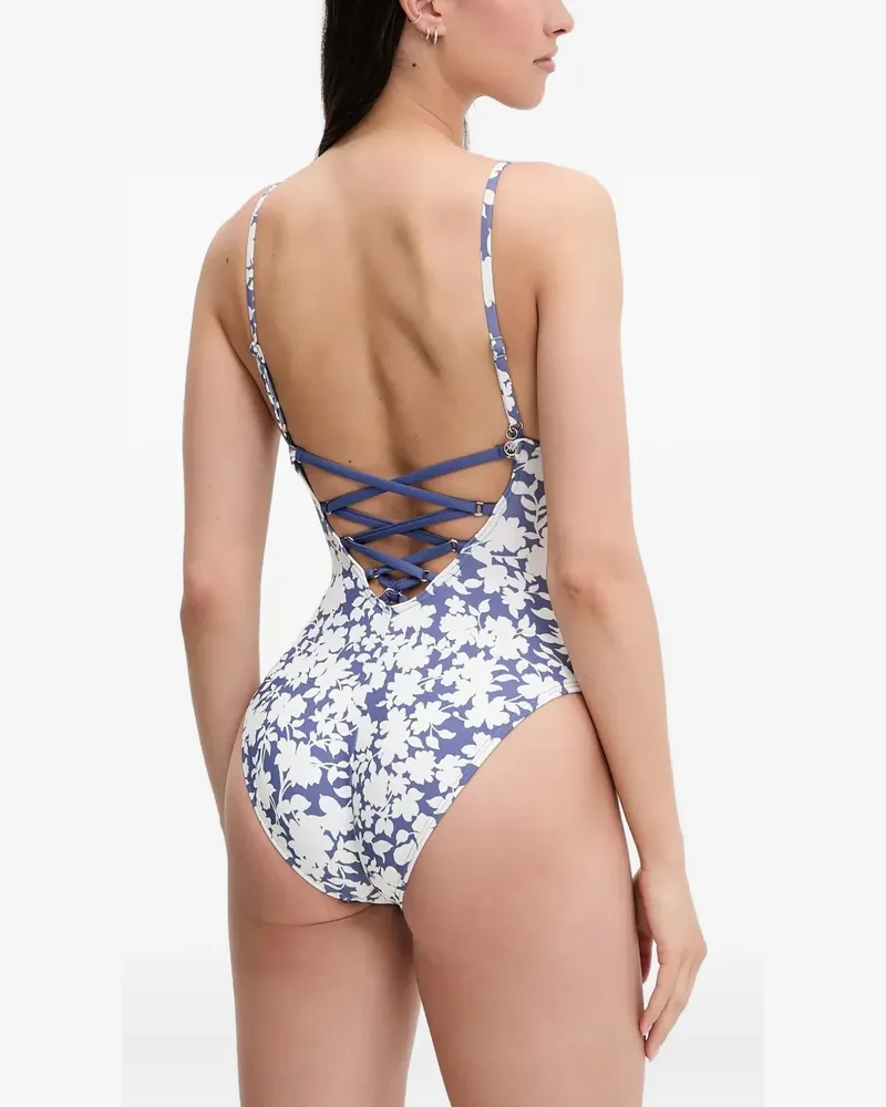 Michael Kors Badeanzug mit Schnürung - Blau Blau