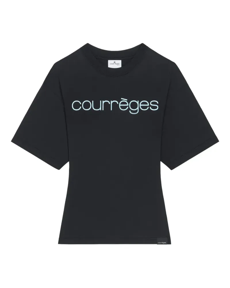 Courrèges T-Shirt mit Logo-Print - Schwarz Schwarz