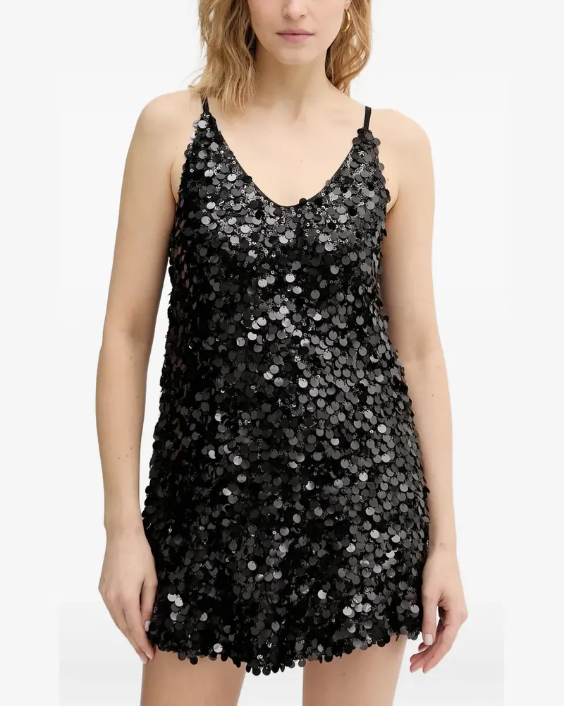 HAVEONE sequin-embellished V-neck mini dress - Schwarz Schwarz