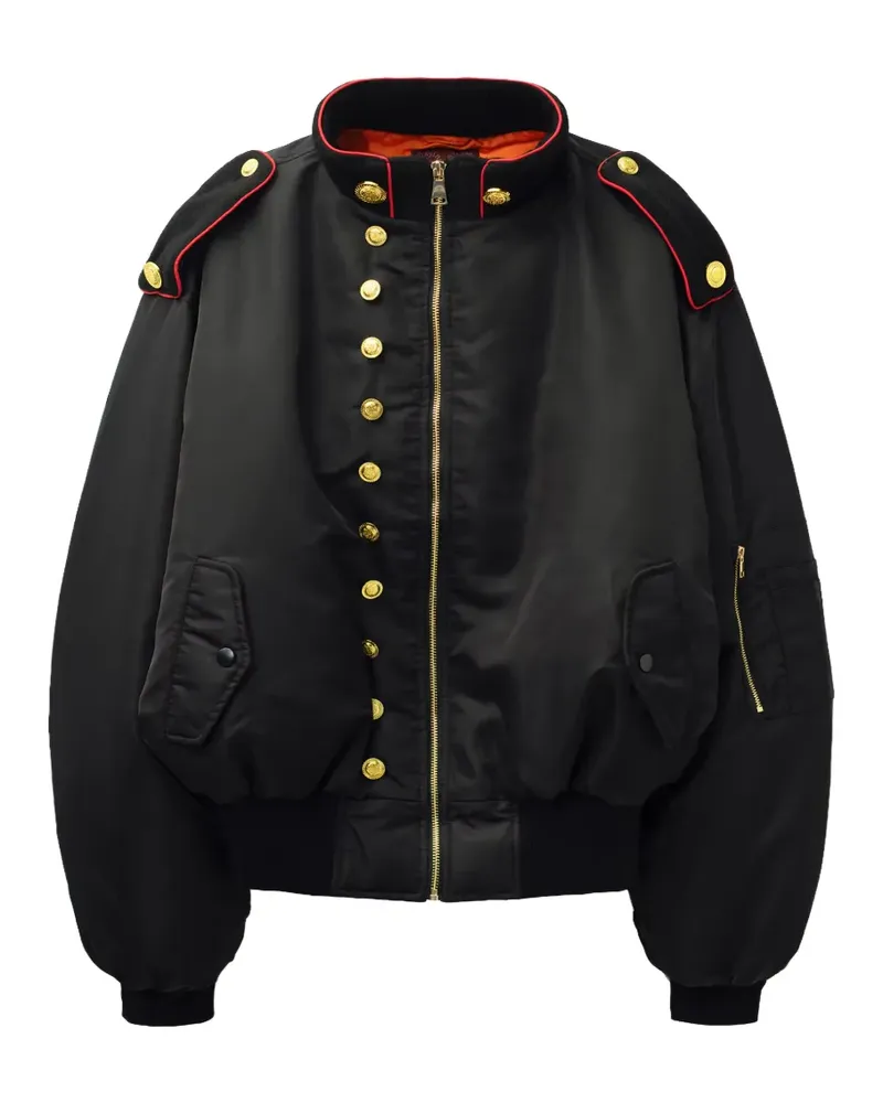 Praying zip-up high-neck bomber jacket - Schwarz Schwarz