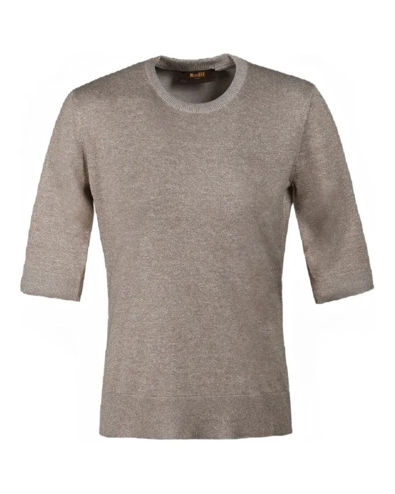 MOORER Arlette metallic-effect crew-neck top - Nude Nude