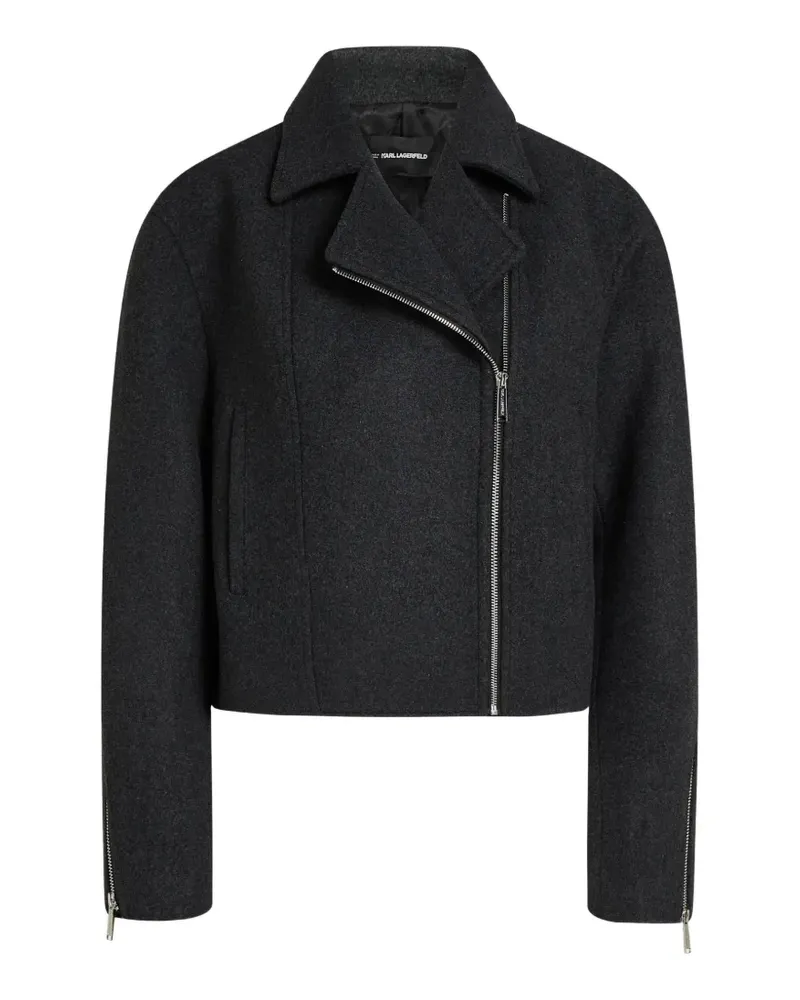 Karl Lagerfeld Bikerjacke mit Logo-Schild - Grau Grau