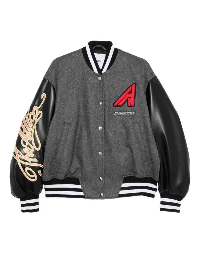 ATTICO logo-patch panelled bomber jacket - Grau Grau