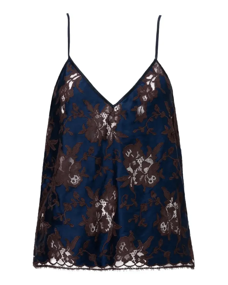 ALMAZ Pillowtalk V-neck lace-overlay top - Blau Blau