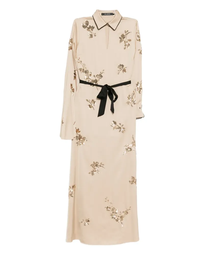 Karl Lagerfeld sequin-embellished satin dress - Nude Nude
