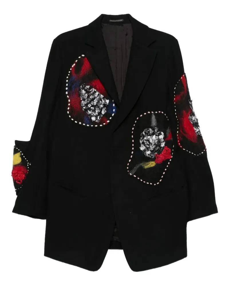 Yohji Yamamoto Wolljacke mit Einsätzen - Schwarz Schwarz