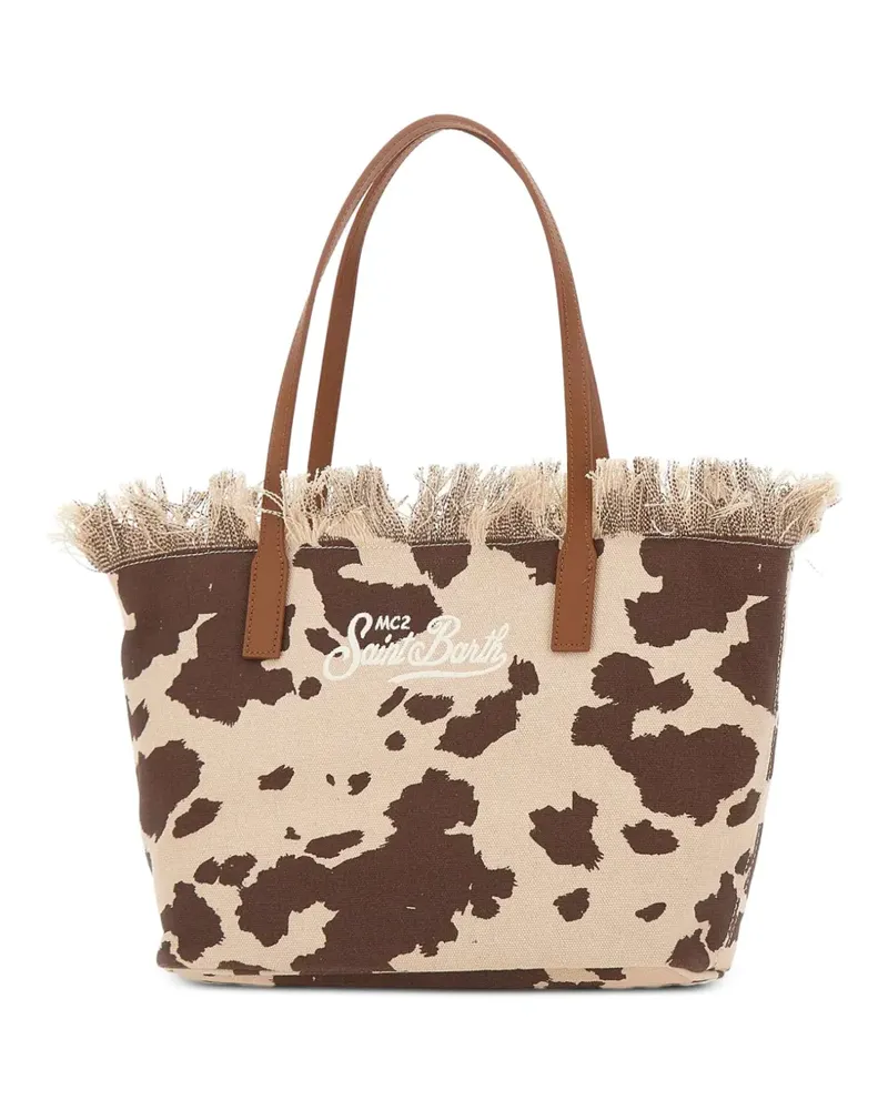MC2 Saint Barth medium City canvas shopper bag with fringes - Nude Nude